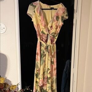 Maison Tara Yellow Floral Maxi Dress